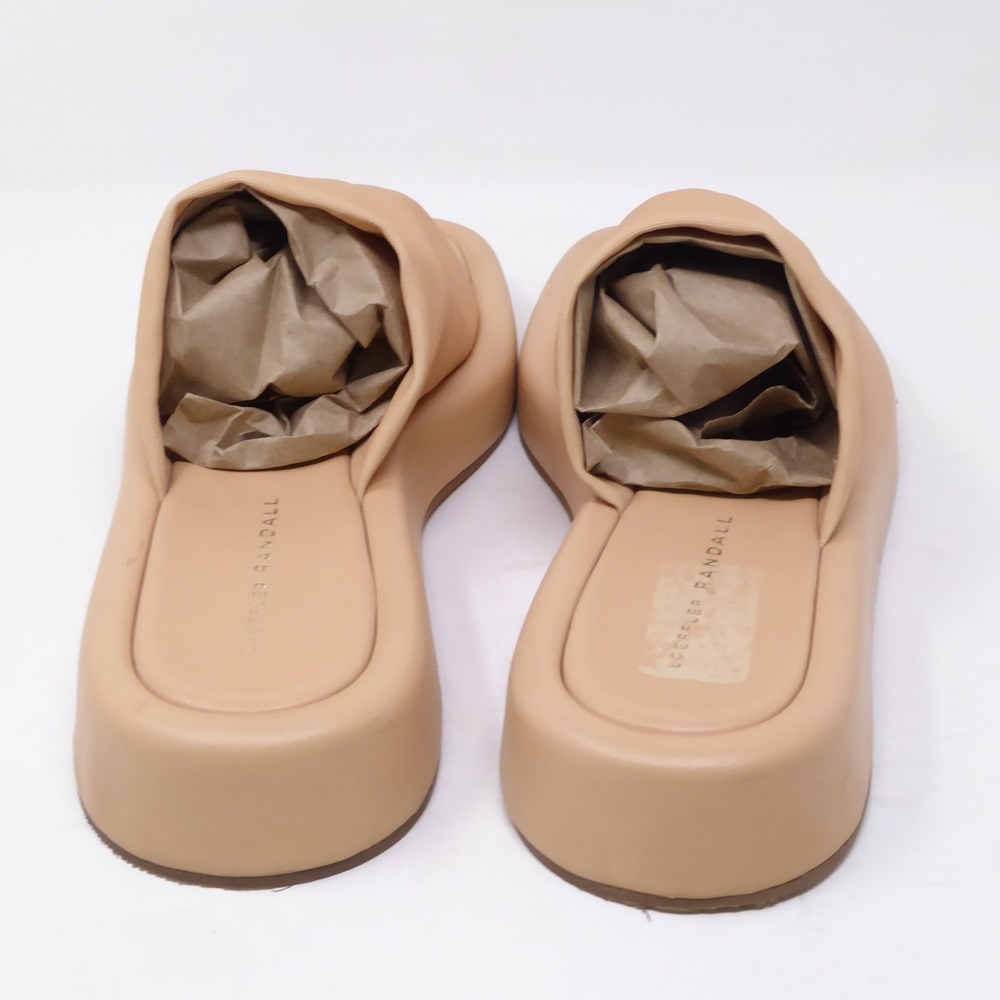 Loeffler Randall Deryn Slide Sandals Tan Leather Square Toe Platform Womens 11 - Picture 6 of 10